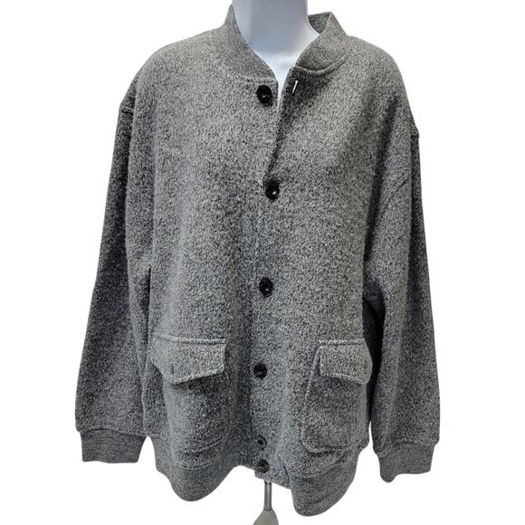 ORVIS Cardigan Sweater Men's XL 100% Lambswool pockets Shawl Collar button gray